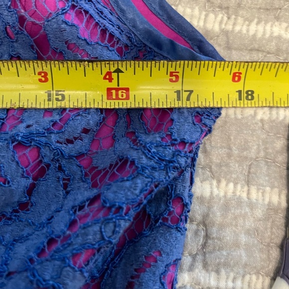 Beautiful Adrianna Papell Floral Lace Sheath Dress Pink blue Womens Sz 10 pocket - Picture 5 of 6